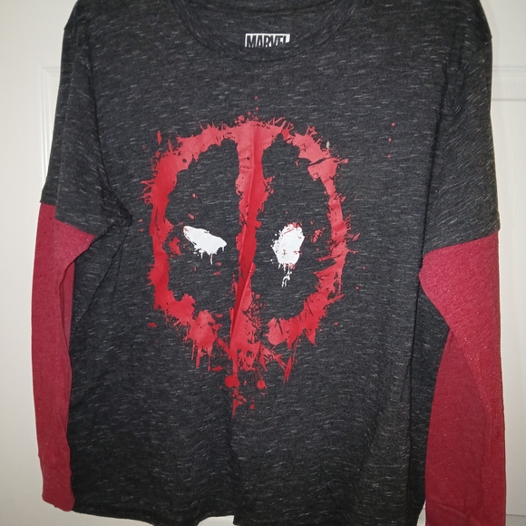 Marvel Other - Marvel Mens Deadpool Long Sleeve Shirt - Black and Red